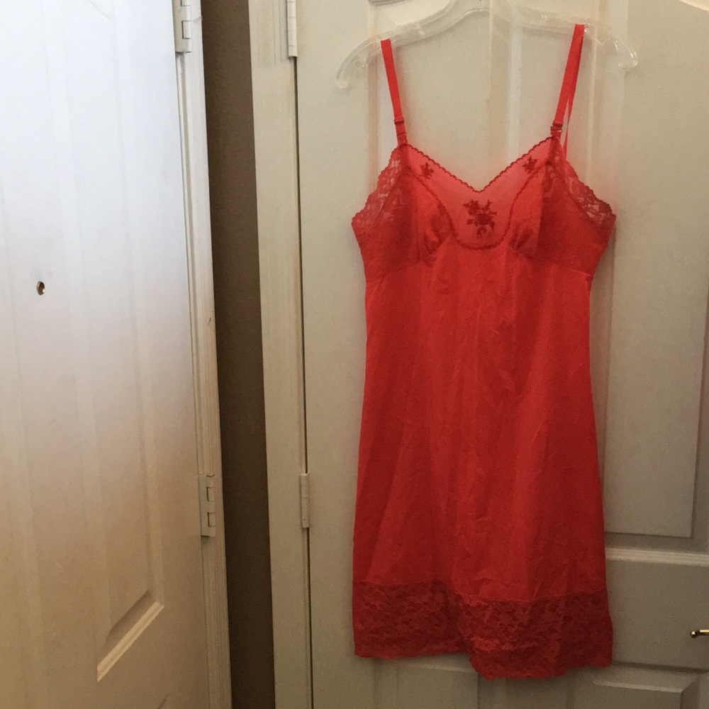 FINAL MARKDOWN Ladies’ Lace-trimmed Slip with Embroidered Front (Bust 36”)
